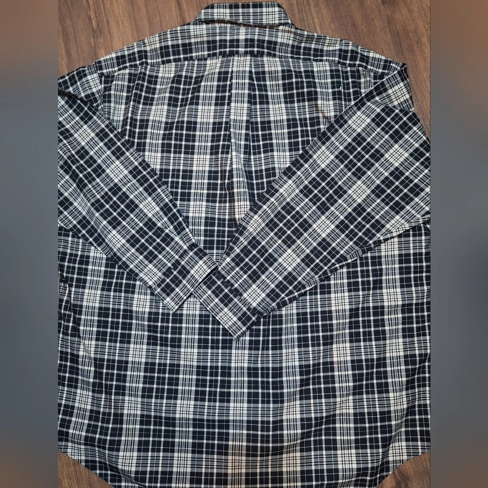 Ralph Lauren Mens‎ Blake Plaid Black Beige Size XL Long Sleeve Button Down Shirt - Picture 3 of 6